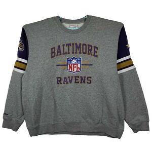 Baltimore‎ Ravens Mitchell & Ness NFL 4XL XXXXL Sweatshirt Heather Gray NWT